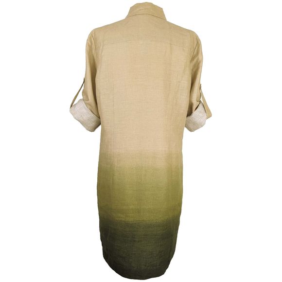 Jones New York Women's MED 100% Linen Tan Shift Dress Green Ombre - Picture 6 of 9
